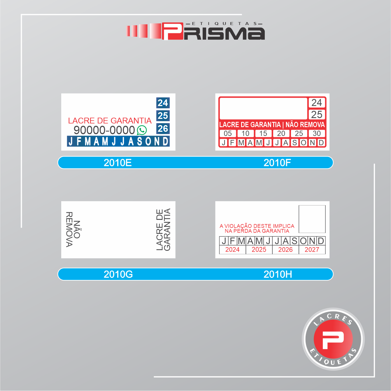 Lacres de Garantia 20x10 mm vinil destrutível