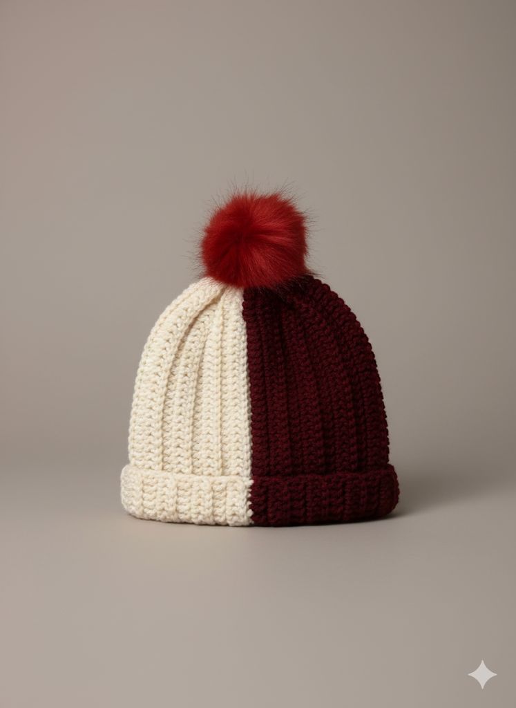 Two-tone knitted beanie