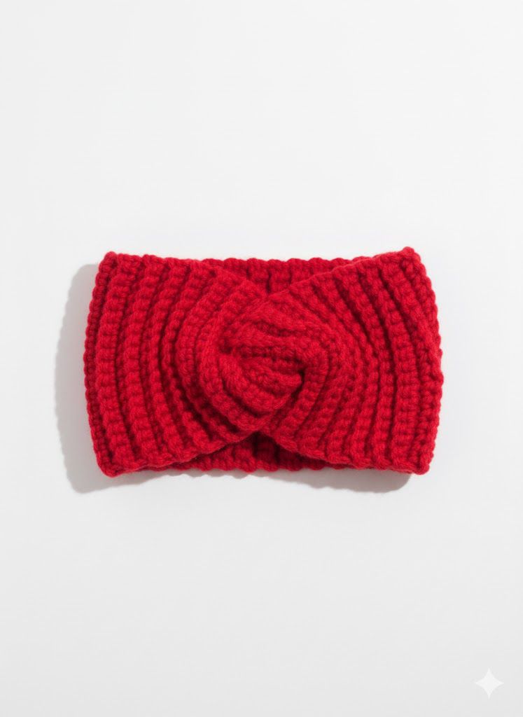 Red knitted headband