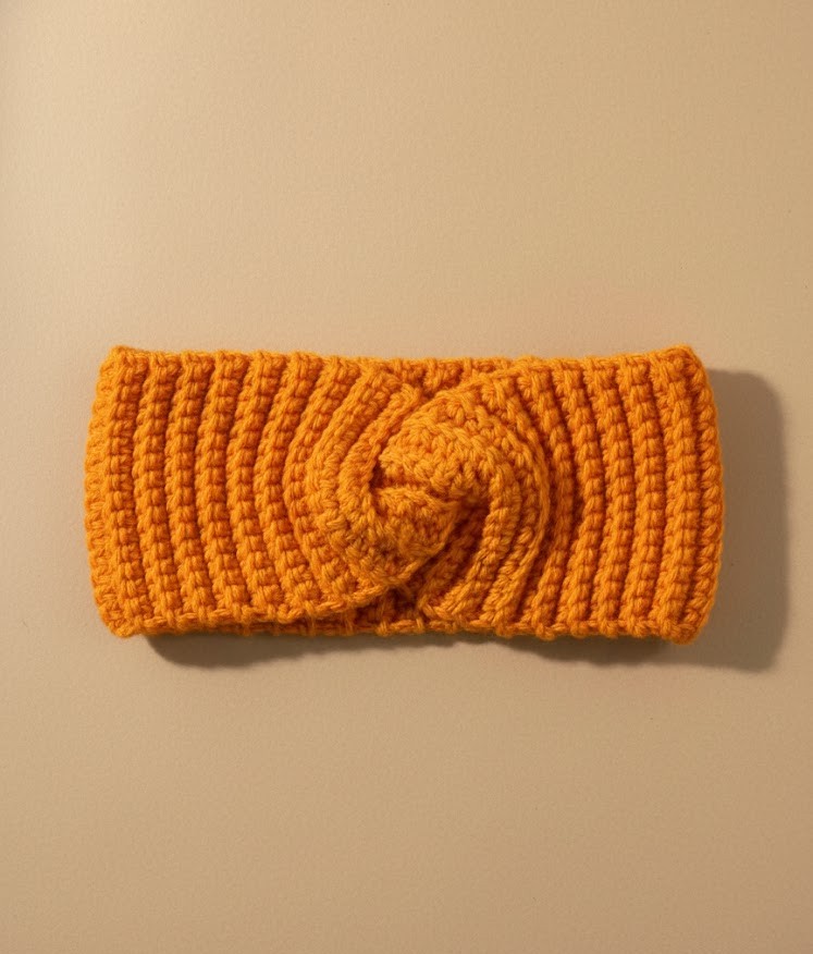Knitted yellow headband