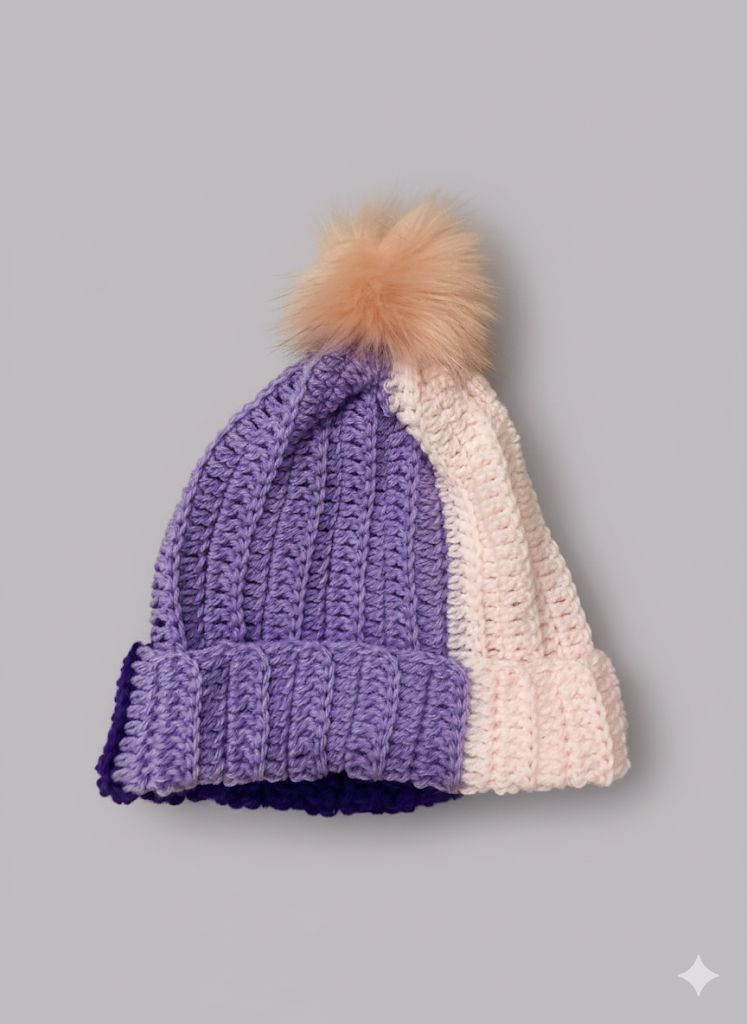 Purple and Pink Knit Beanie