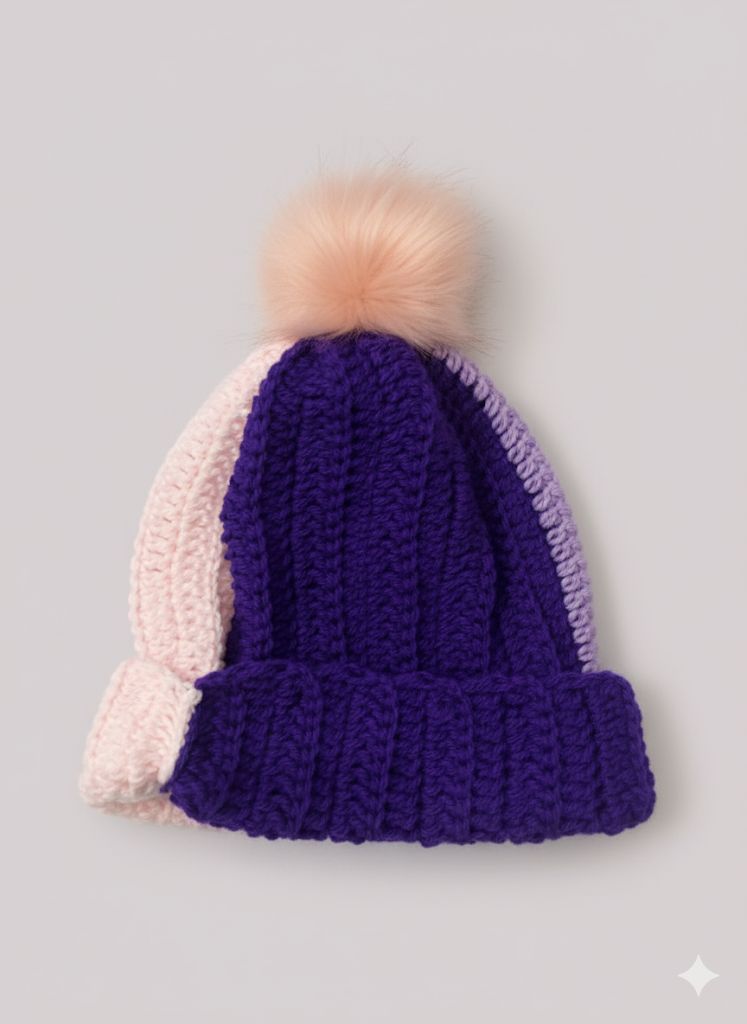 Purple and Pink Knit Beanie