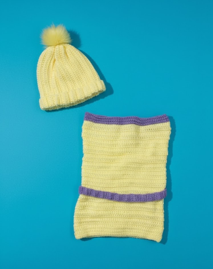 Yellow Knit Beanie and Scarf Set