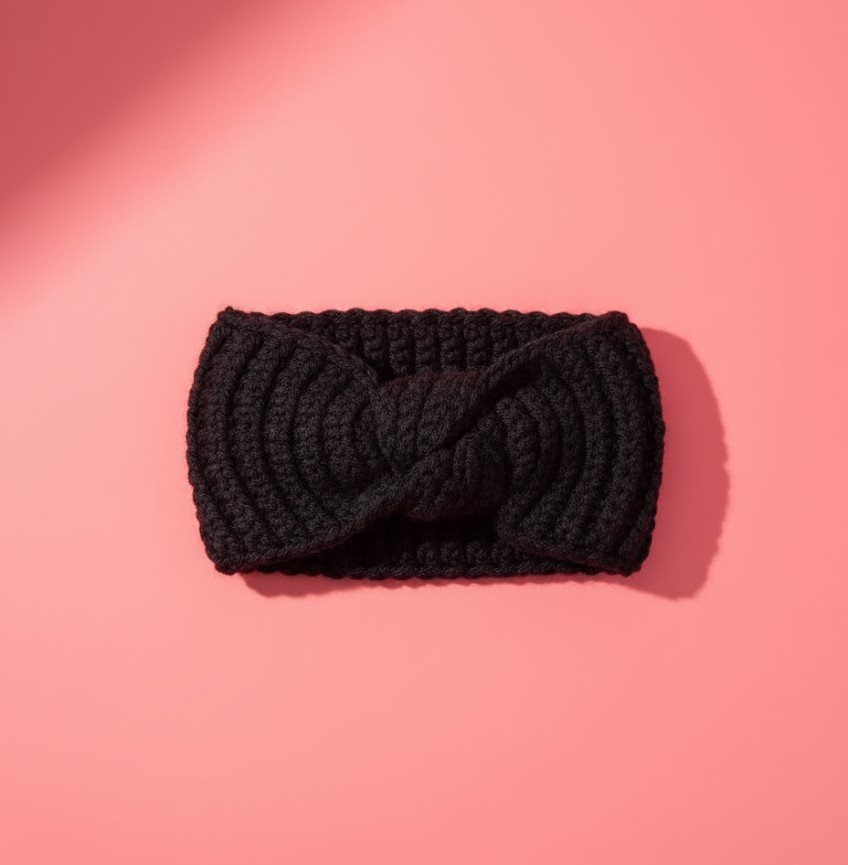 Knitted Black Headband