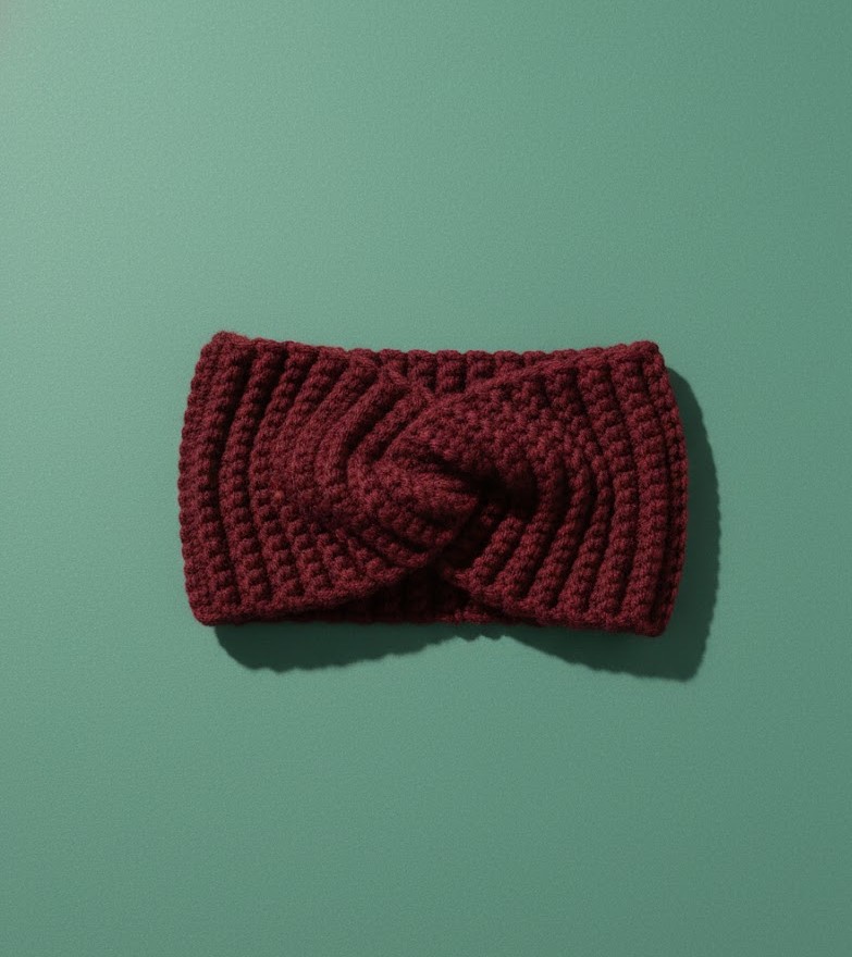 Knitted Burgundy Headband