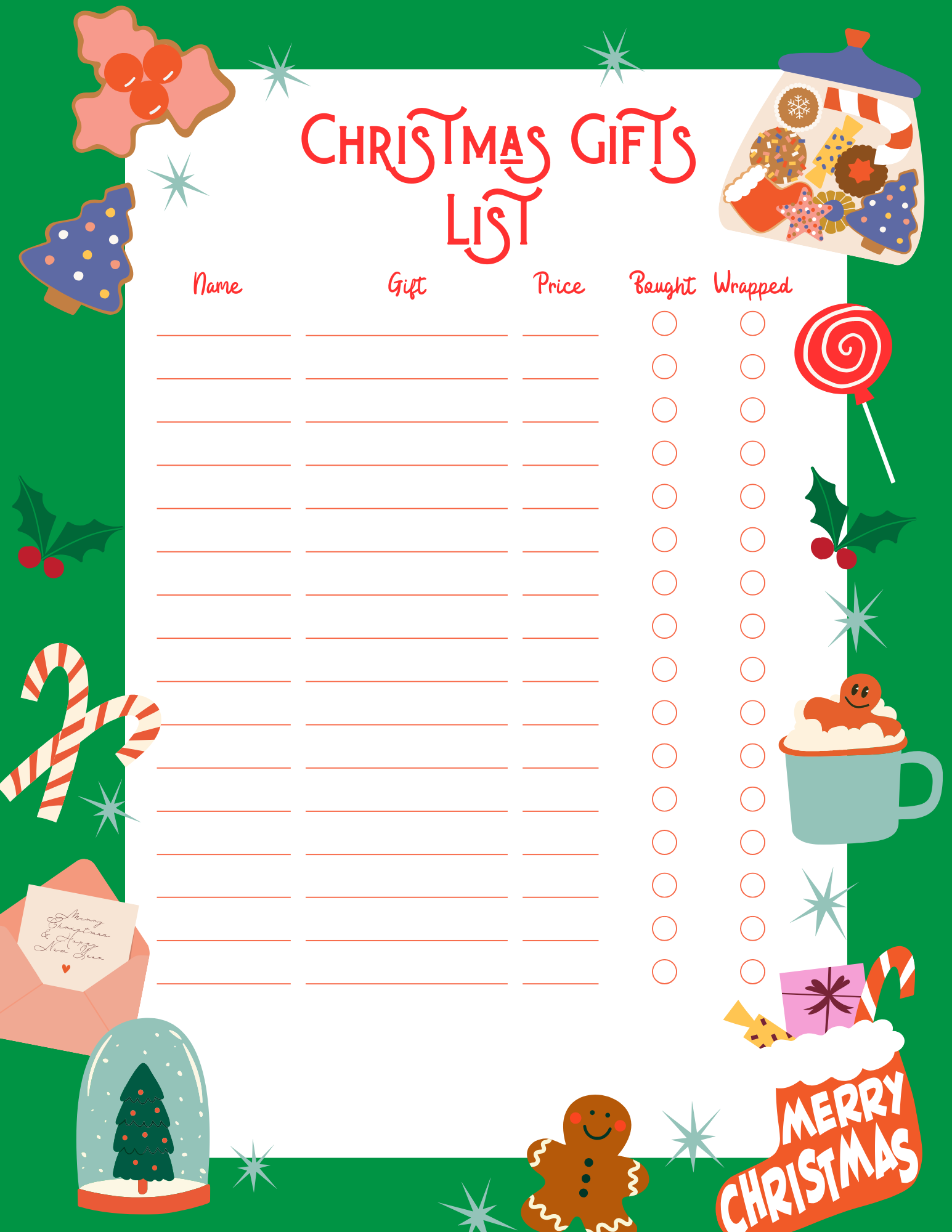 Christmas Gift List Planner