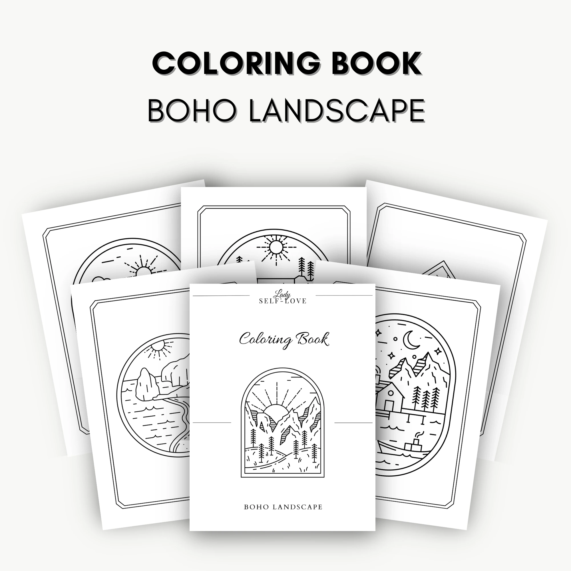 Boho Landscape Coloring Book