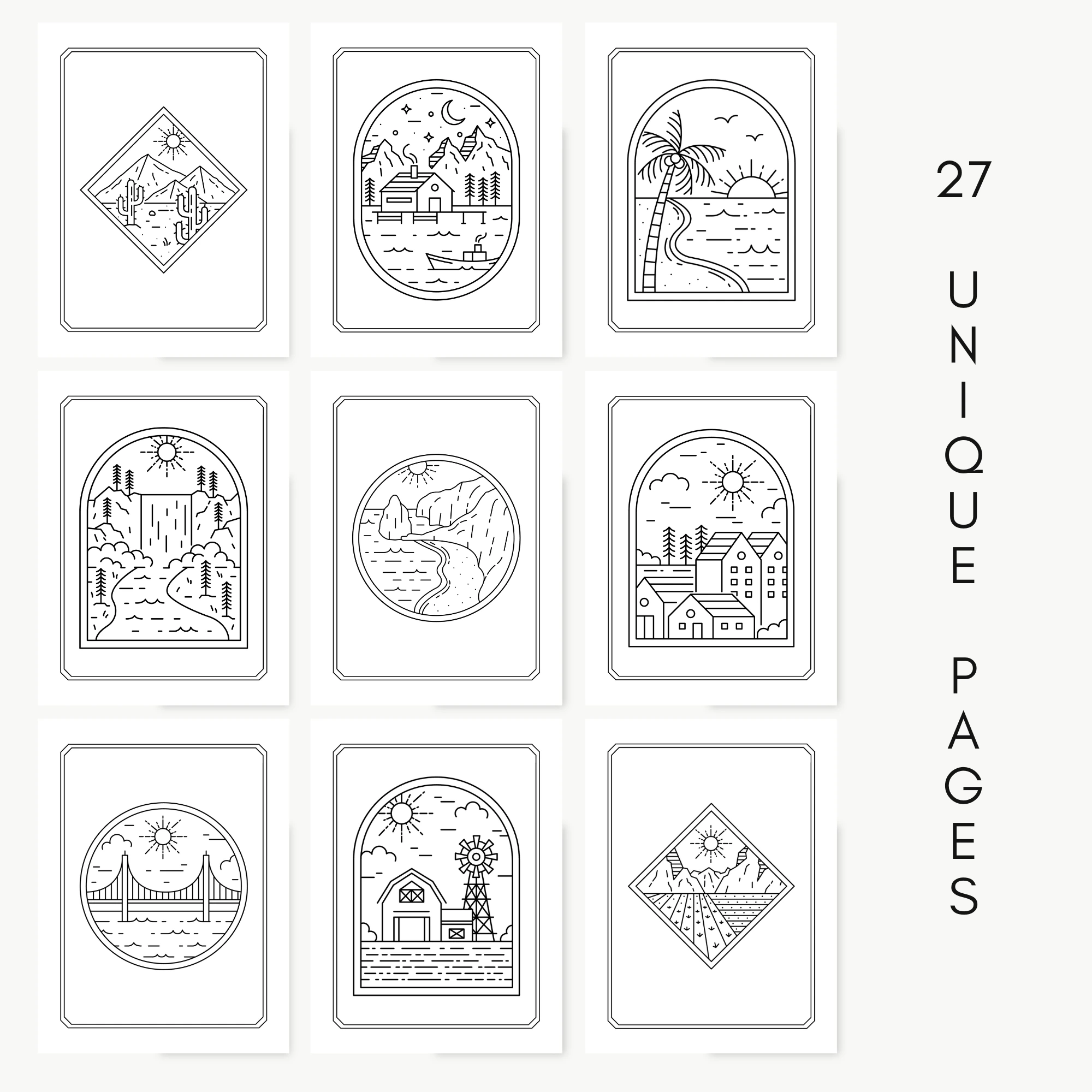 Boho Landscape Coloring Book