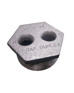 Iron Duplex Tank Bushing less Fittings 2" x 3/8" x 3/8"