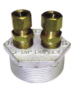 Iron Duplex Tank Bushing w/ Fittings 2" x 1/2" x 1/2"