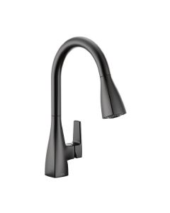 76162BL Slate 1.5 GPM Deck Mounted Single Hole High Arc Pull Down Kitchen Faucet with Lever Handle in Matte Black
