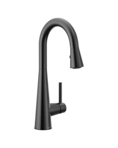 7664BL Sleek™ 1.5 GPM Deck Mounted Single Handle Dual Function High Arc Pull Down Prep/Bar Faucet in Matte Black
