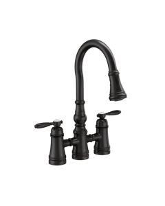 S73204BL Two-Handle High Arc Pull-Down Kitchen Faucet in Matte Black