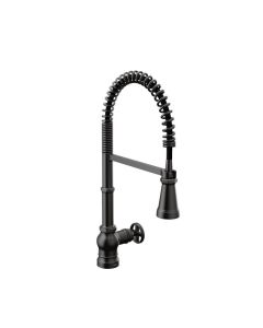 S72103BL One Handle Pre-Rinse Spring Pull Down Kitchen Faucet in Matte Black