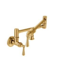 S664BG Traditional Pot Filler Two-Handle Kitchen Faucet in Brushed Gold