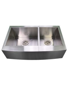 Bond KOC-332010-0-20 Tuscany Series Stainless Steel Farmhouse / Apron Front Kitchen Sink, No Holes, 2 Bowls, 33"L x 20"W