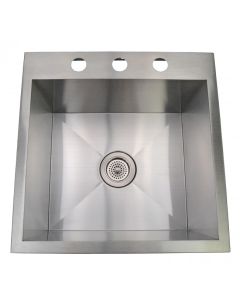 Bond KST-191910-3-20 Roma Series Stainless Steel Self Rimming / Drop In Kitchen Sink, 3 Hole, 1 Bowl, 19"L x 19"W