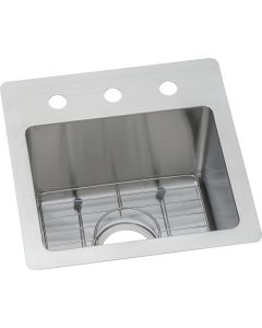 ECTSR15159BG0 Crosstown Stainless Steel 15" x 15" x 9", Single Bowl Dual Mount Sink Kit