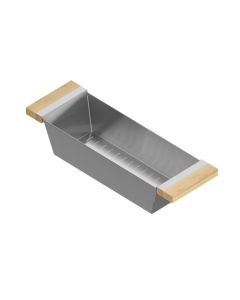 205225 6" W X 19" L X 4.25" D Stainless Steel Colander with Handles in Walnut