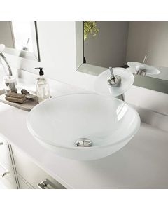 VG07043 White Frost Glass Vessel Bathroom Sink