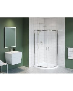 FAX364-11-40-72 Capri Arc 4 36" W X 72" H Curved Glass Sliding Door with 5/32" Clear Glass in Chrome