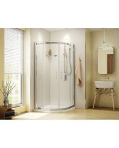 STR36-11-40 Apollo Round 36" W X 75" H Semi-Frameless Curved Sliding Door with 1/4" Clear Glass in Chrome