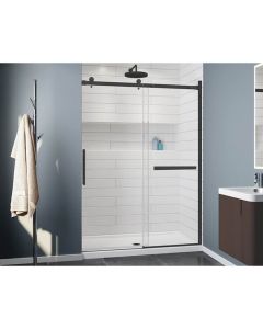 NXVS160-33-40R Novara Plus In-Line 3/8" Clear Glass, 79" H X 60" W Sliding Door and Fixed Panel in Matte Black