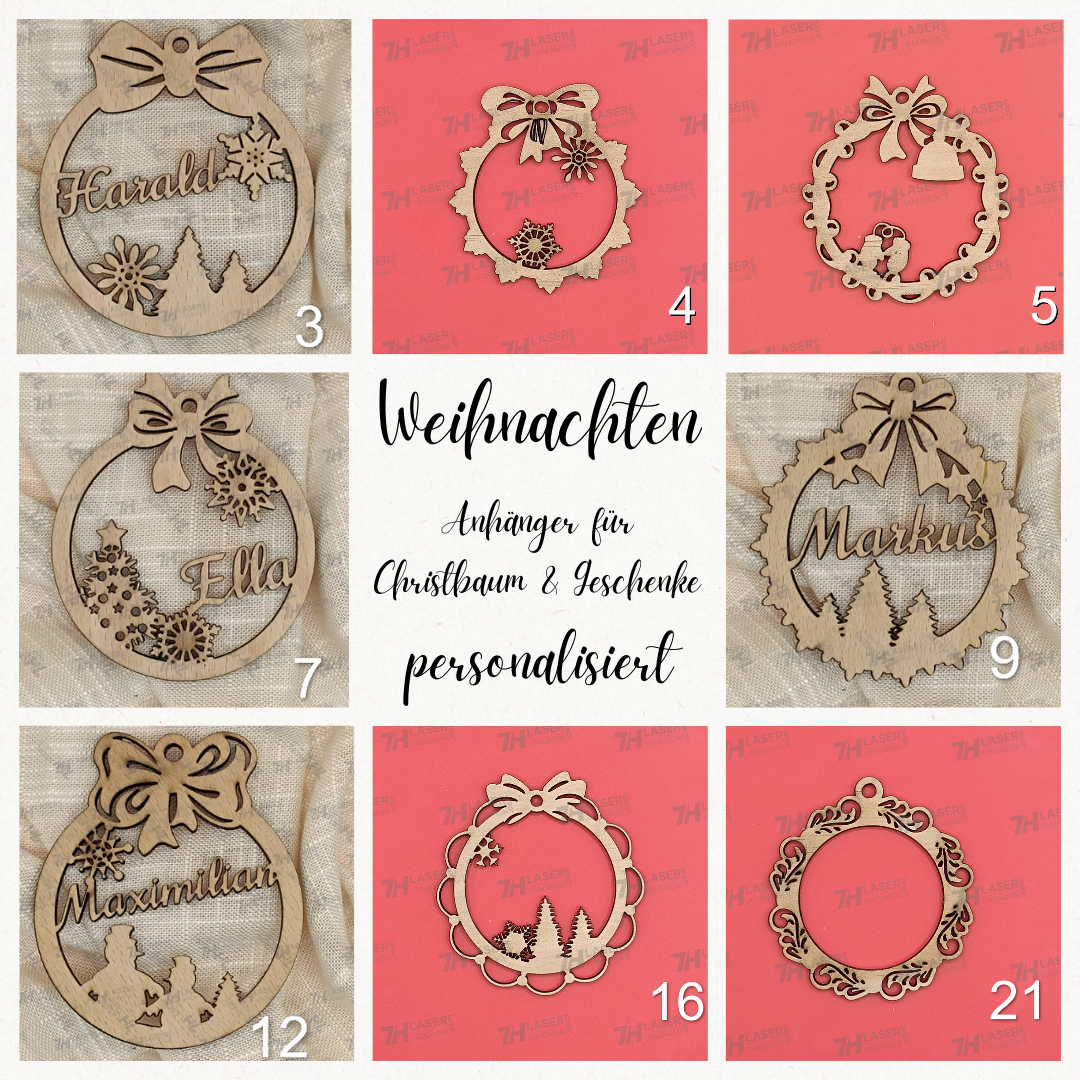 Weihnachtliche Anhänger PERSONALISIERT