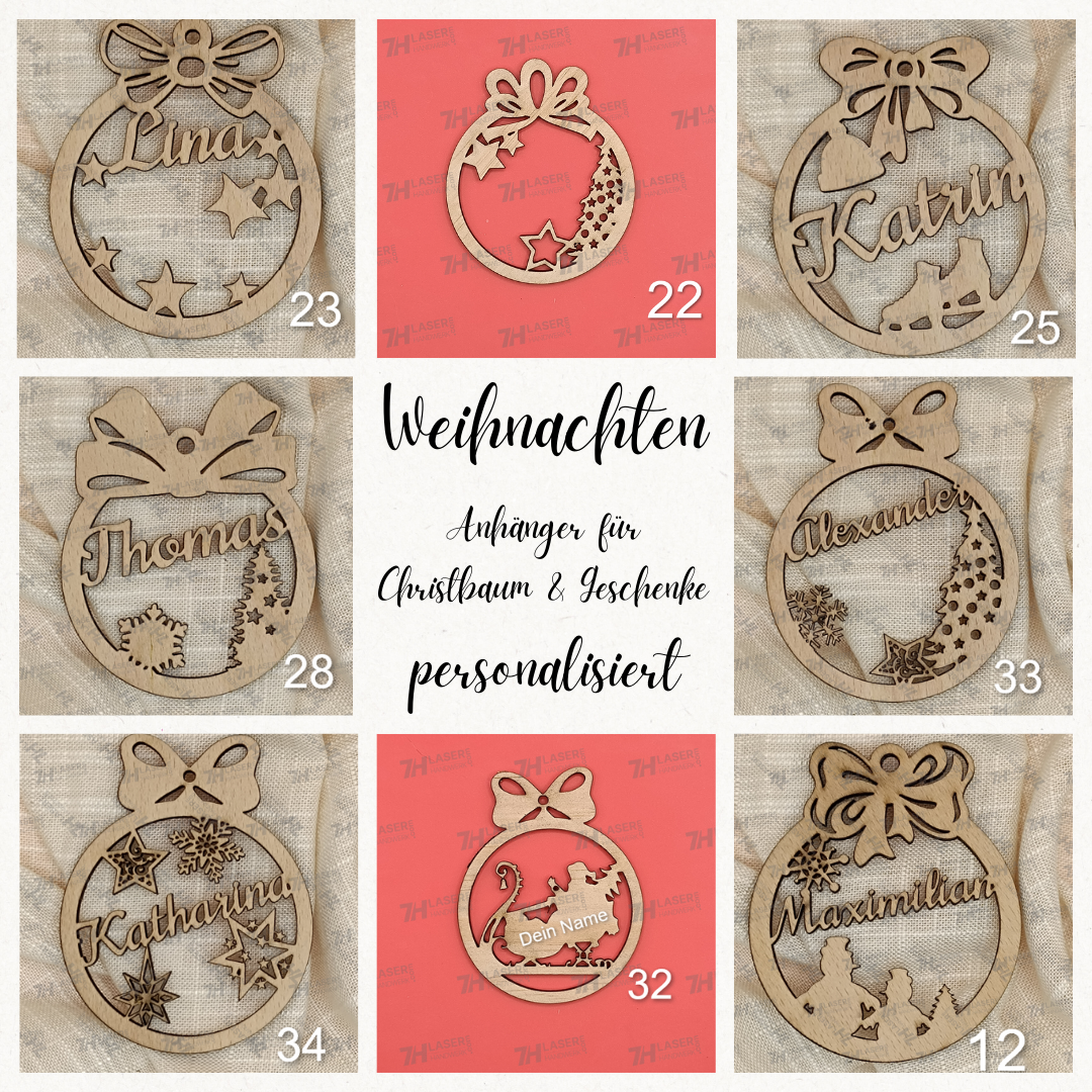 Weihnachtliche Anhänger PERSONALISIERT