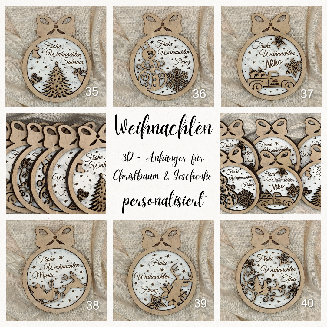 3D - weihnachtliche Anhänger PERSONALISIERT