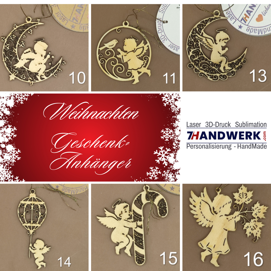 weihnachtliche Geschenke-Anhänger mit diversen Motiven