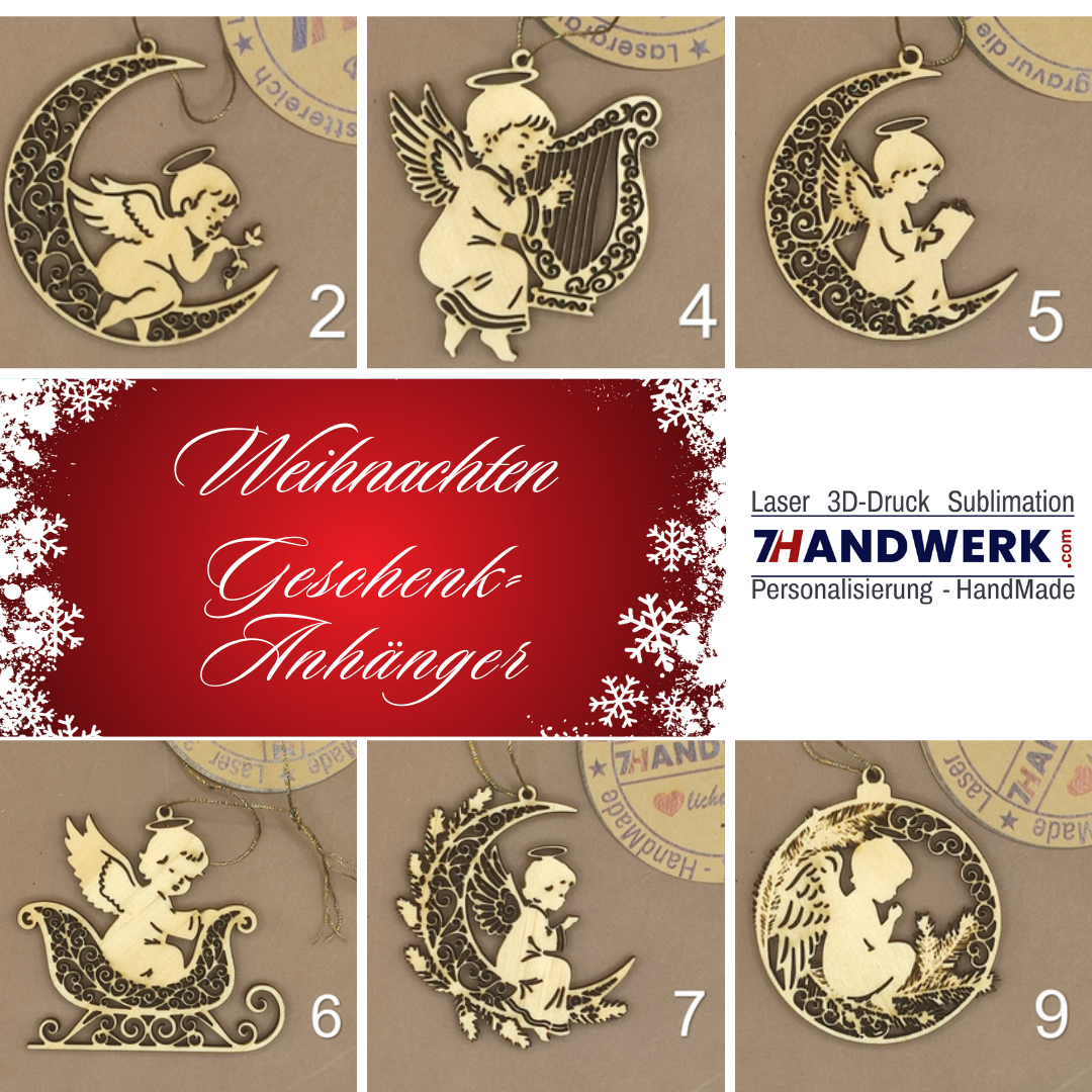 weihnachtliche Geschenke-Anhänger mit diversen Motiven