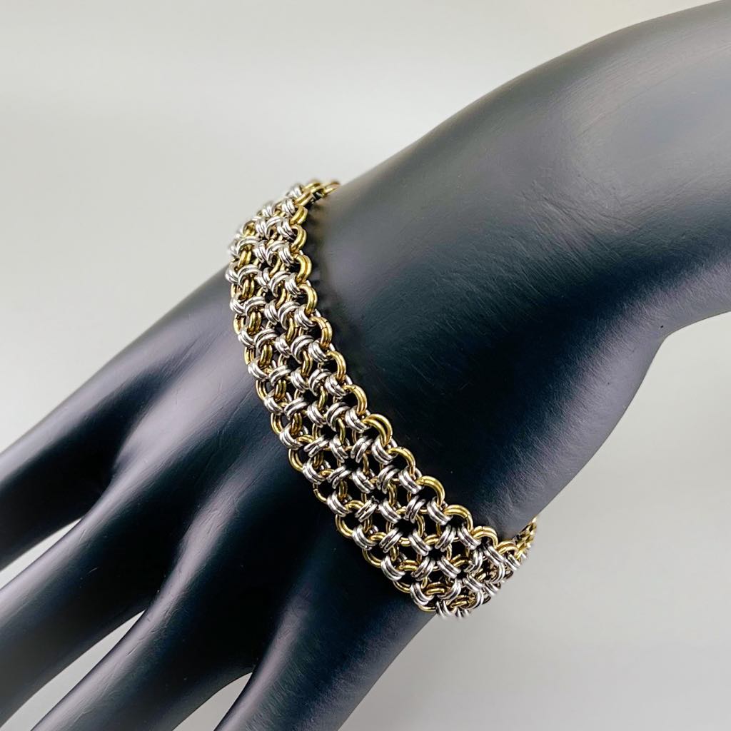 Aetherwoven Brass and Steel Sigil Bracelet