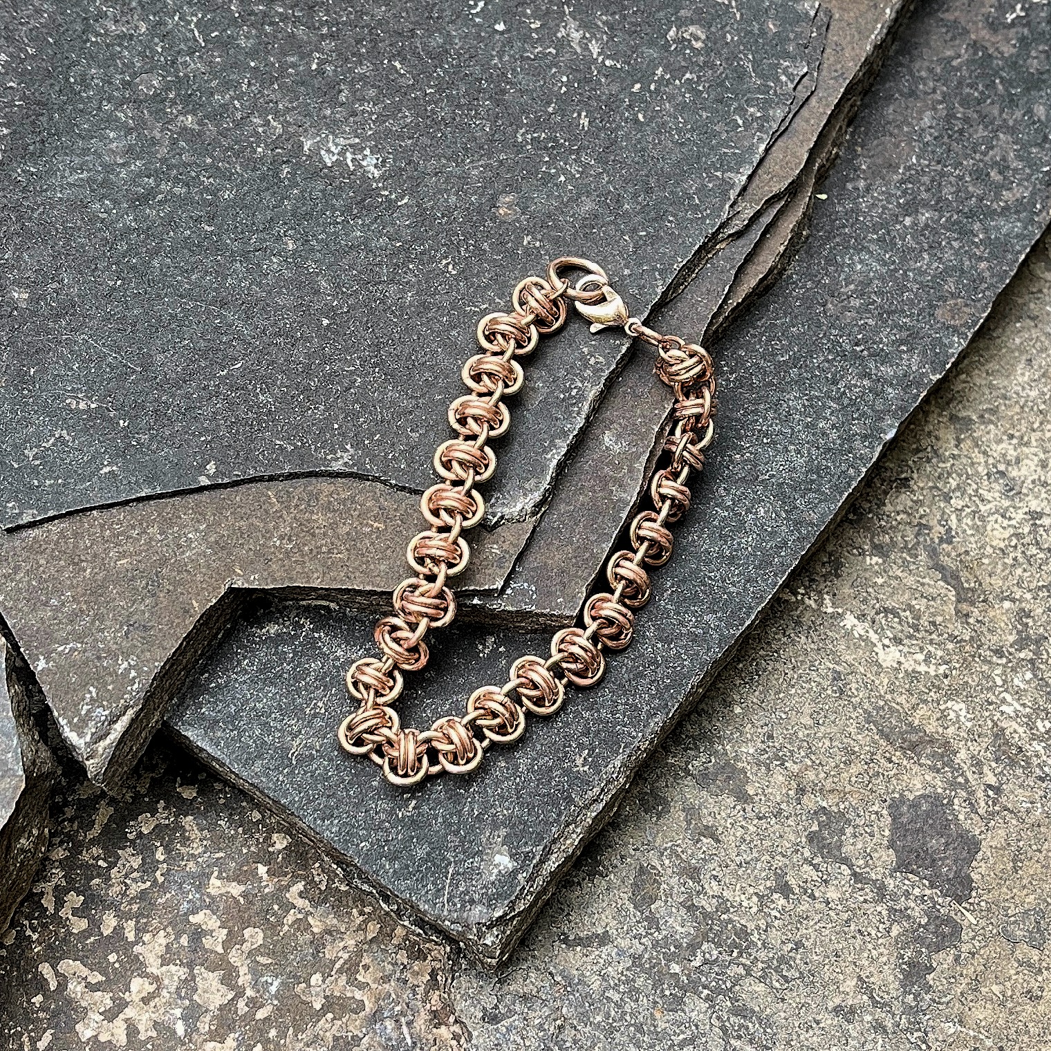 Sunbound Bronze Woven Bracelet with Rose Gold Clasp
