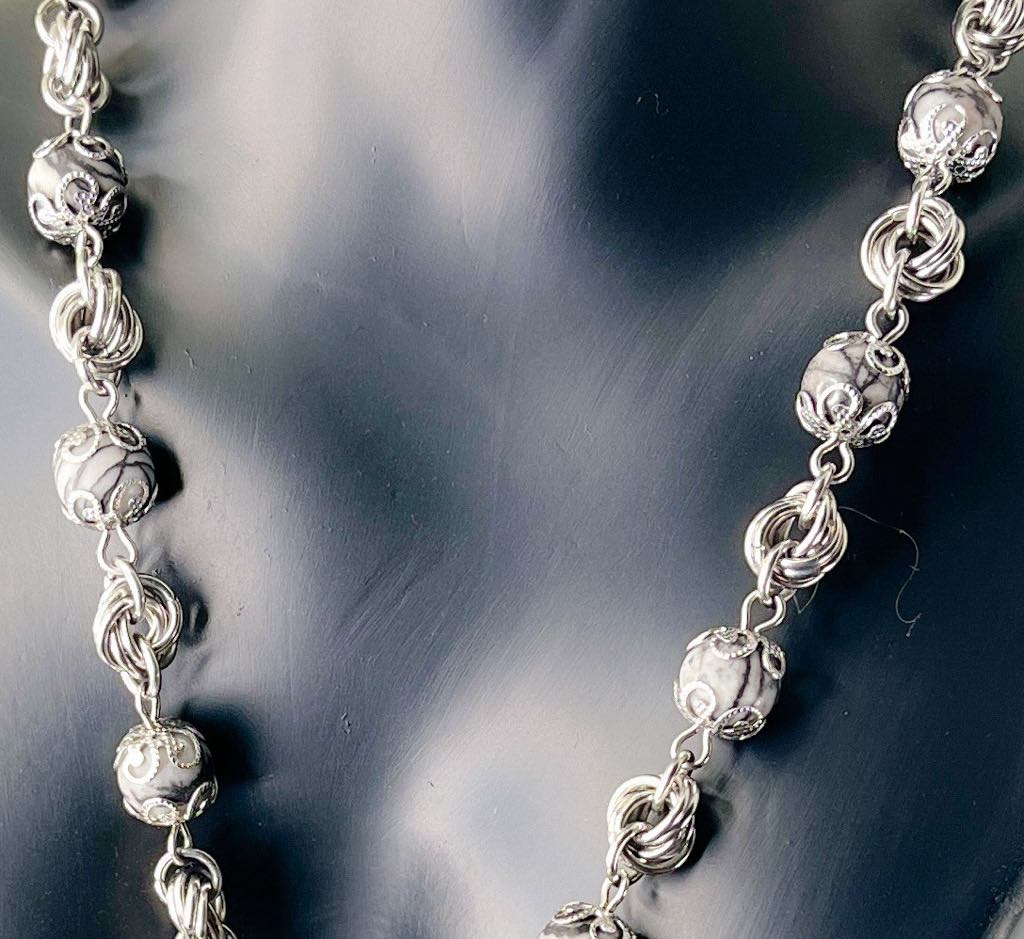 Stormveil Rosette Stainless Steel and Silkstone Necklace