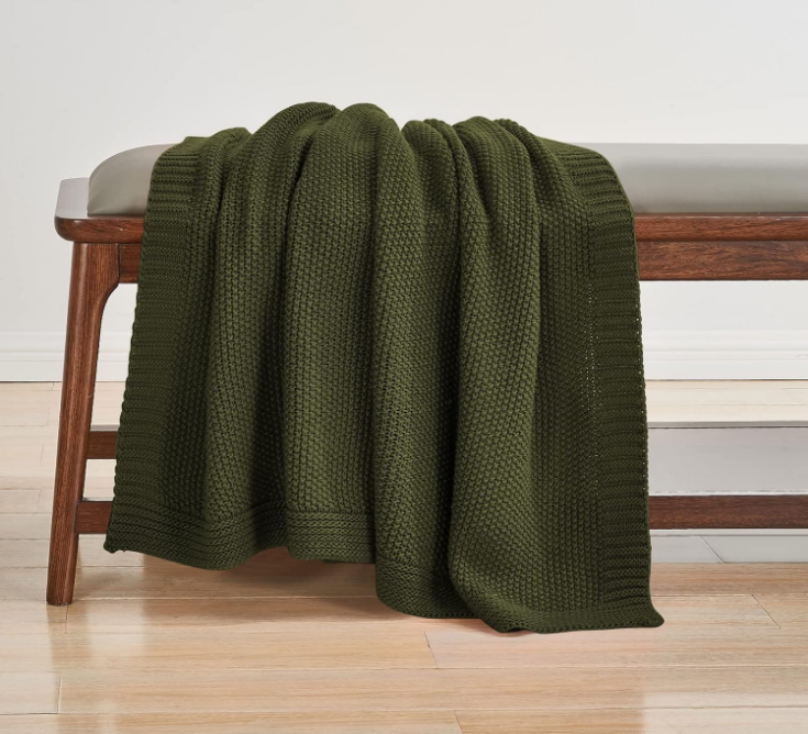 Olive Green Throw Blanket for Couch, Soft Cozy Cable Knit Throw Blanket for Bed Sofa Living Room, Lightweight Warm Decorative Farmhouse Christmas Throw Blanket, 50"x60", Olive Green