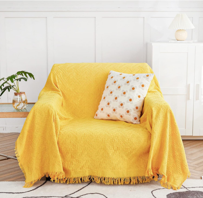 Geometrical Sofa Cover, Couch Covers for 1 Cushion Couch, Sectional Couch Covers, Sofa Slipcovers for Living Room Sofa Throws Sofa Slipcovers for Pets, Kids (Medium, 71" x 91", Yellow)