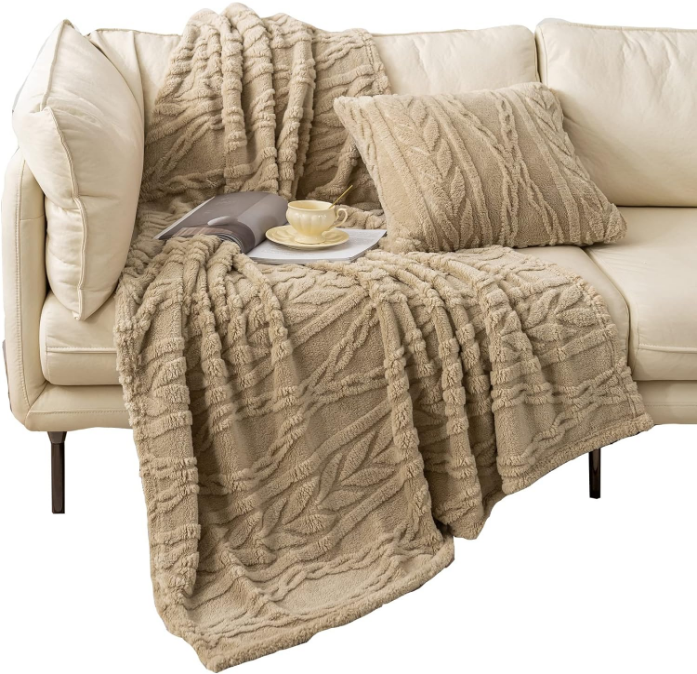 Sherpa Throw Blanket-3D Stylish Design Super Soft Fuzzy Cozy Warm Blanket Thick Plush Fluffy Furry Blankets for Teen Girls Women Couch Bed Sofa Chair Men Boys Gift(Tan,50"x65")