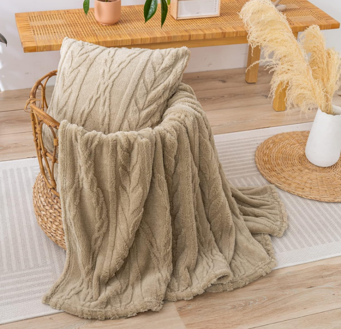 Sherpa Throw Blanket-3D Stylish Design Super Soft Fuzzy Cozy Warm Blanket Thick Plush Fluffy Furry Blankets for Teen Girls Women Couch Bed Sofa Chair Men Boys Gift(Tan,50"x65")