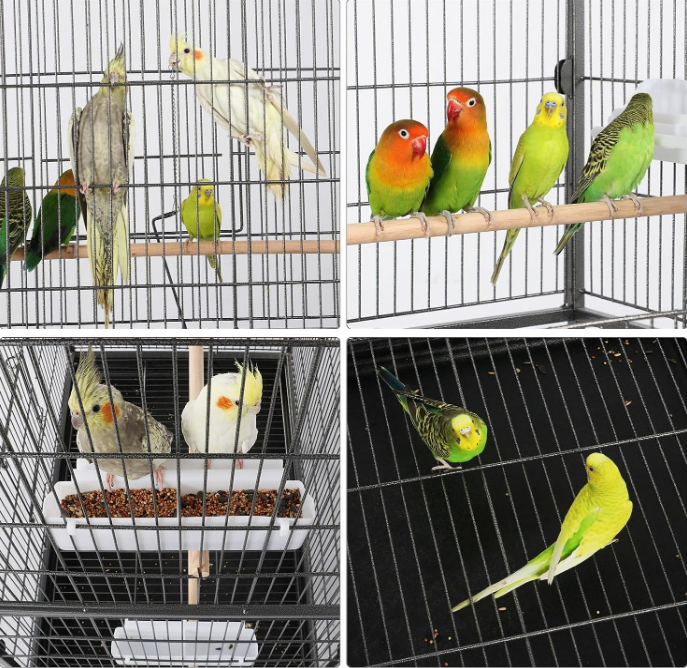 52-inch Wrought Steel Standing Large Flight King Bird Cage for Cockatiels African Grey Quaker Amazon Sun Parakeets Green Cheek Conures Pigeons Parrot Bird Cage Birdcage with Stand