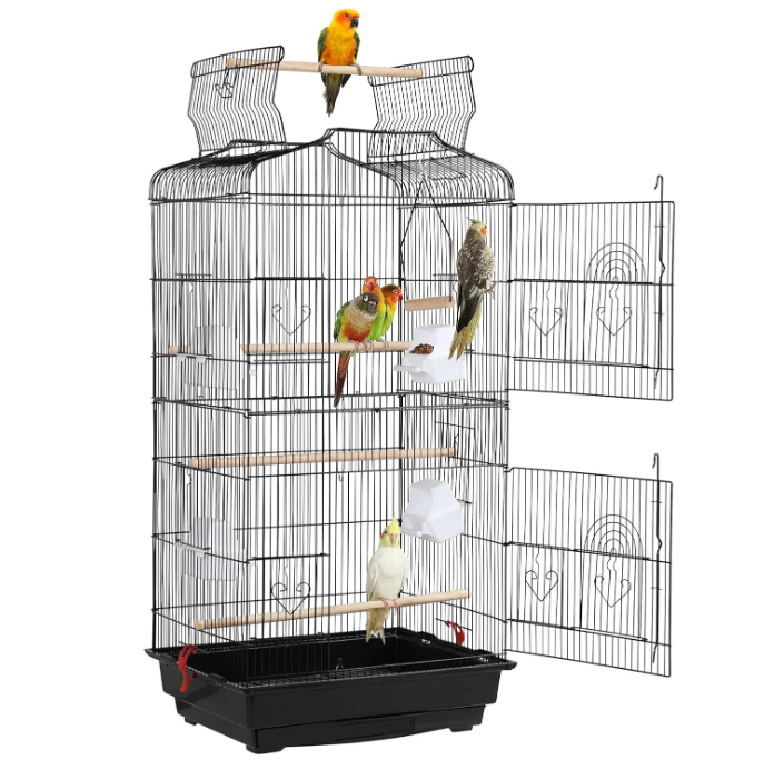 41-inch Open Top Medium Bird Cages for Parakeets Finches Canaries Lovebirds Small Quaker Parrots Cockatiels Budgie Green Cheek Conure Travel Pet Flight Birdcage