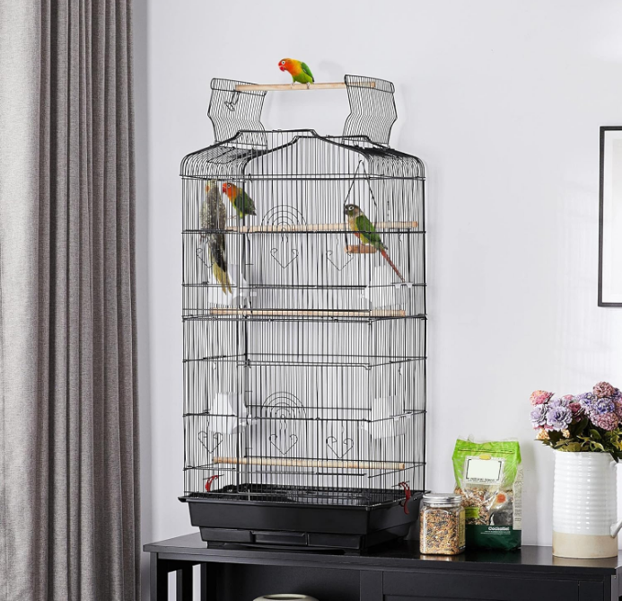 41-inch Open Top Medium Bird Cages for Parakeets Finches Canaries Lovebirds Small Quaker Parrots Cockatiels Budgie Green Cheek Conure Travel Pet Flight Birdcage