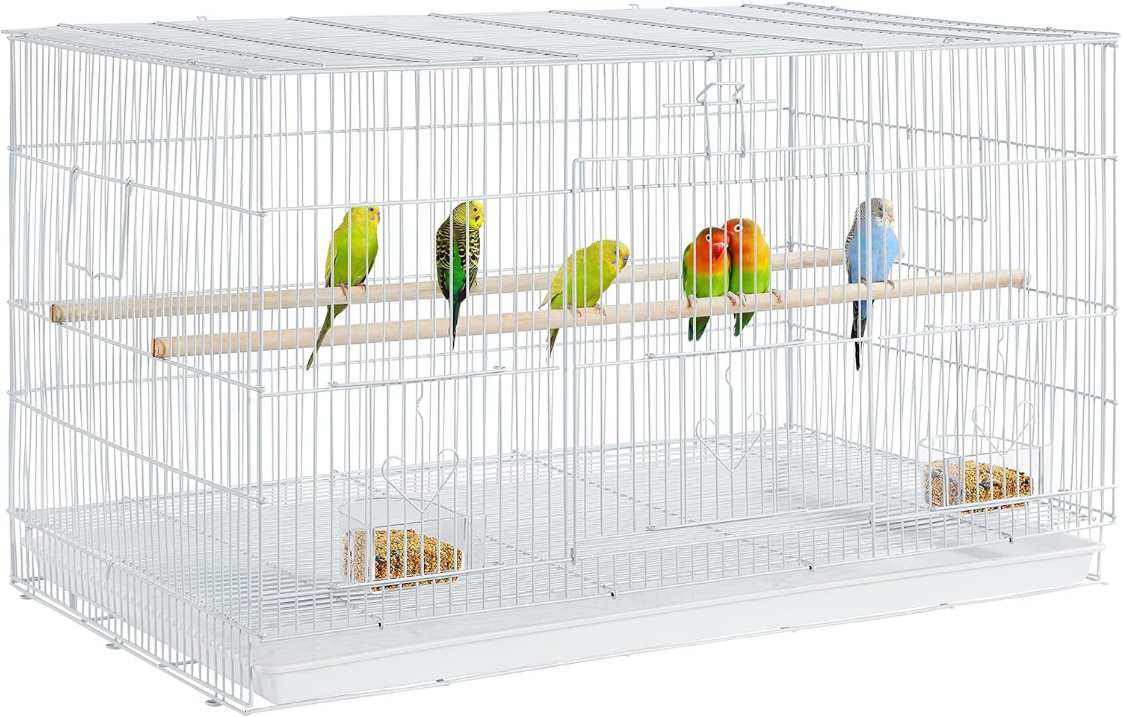 30-inch Stackable Flight Bird Cages for Parakeets Cockatiels Conures Finches Budgies Lovebirds Canaries Small Birds Parrots Birdcage, White
