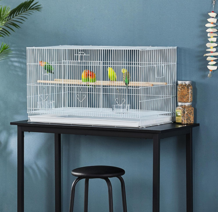 30-inch Stackable Flight Bird Cages for Parakeets Cockatiels Conures Finches Budgies Lovebirds Canaries Small Birds Parrots Birdcage, White