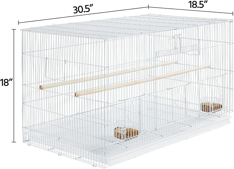 30-inch Stackable Flight Bird Cages for Parakeets Cockatiels Conures Finches Budgies Lovebirds Canaries Small Birds Parrots Birdcage, White