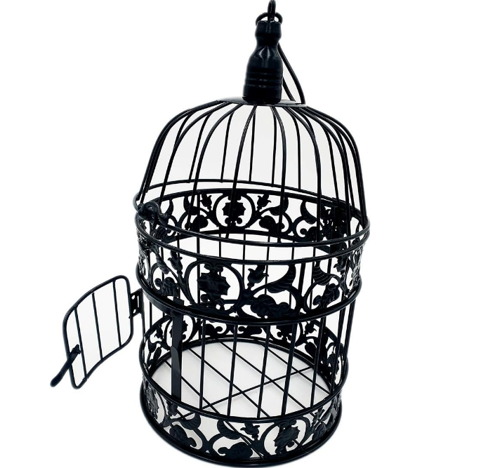 Round Birdcages Wedding Gift Cards Holder Metal Wall Hanging Bird Cage for Small Birds Party Indoor Ourdoor Decoration 10.6“ Black Pack of 1