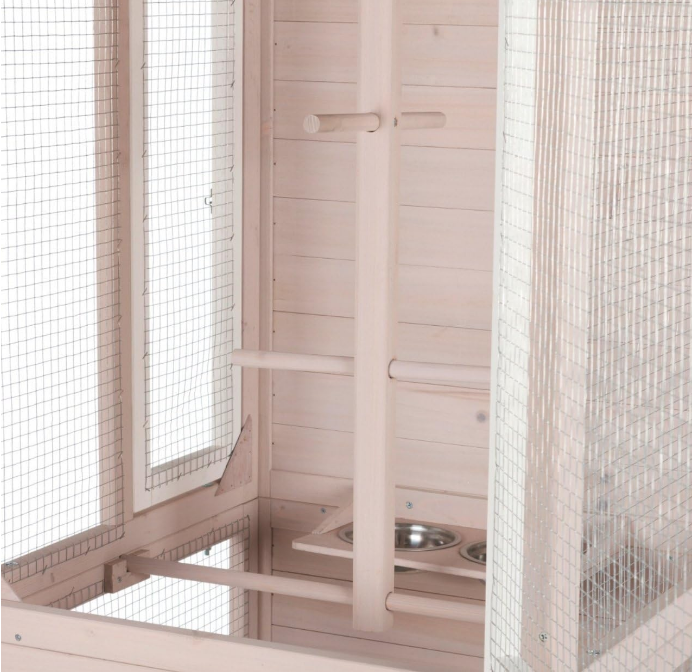 Outdoor Bird Aviary, 67-in Wooden Birdcage, 2 Perches, Ideal for Small Birds, Finches, Gray, (55952)