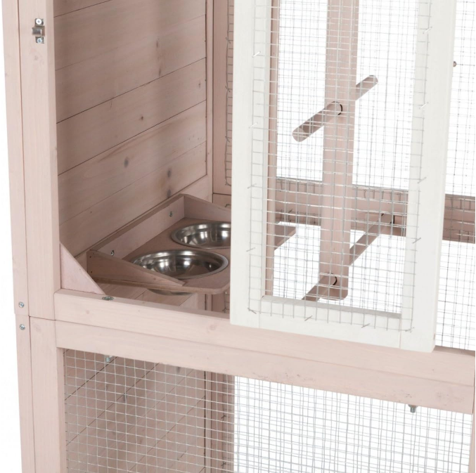 Outdoor Bird Aviary, 67-in Wooden Birdcage, 2 Perches, Ideal for Small Birds, Finches, Gray, (55952)