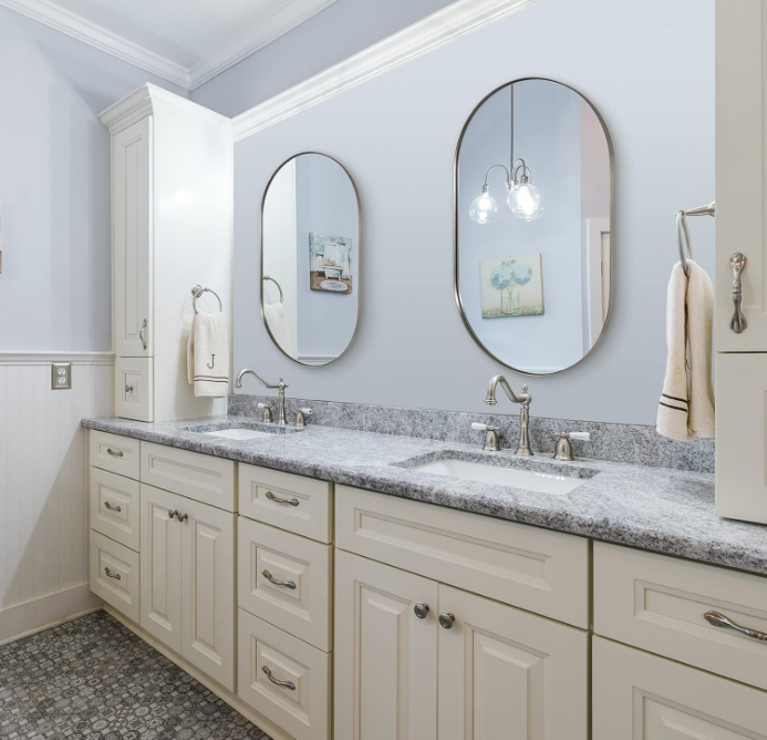 Brushed Nickel Bathroom Mirror, 20x33 Oval Silver Mirrors, Oval Wall Mirror, Oval Vanity Mirror HD Reflection Metal Frame Mirror for Bathroom Hang Vertical or Horizontal