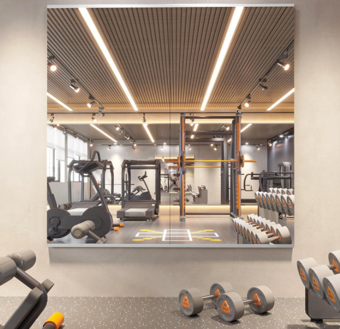 Home Gym Mirror, 48X24 Inch(Each)-2Pcs, Frameless Large Full Body Mirror Yoga Mirror, Tempered Glass Mirror, Full Length Wall Mounted Mirror for Gym, Yoga Studio, Bedroom, Dancing Studio